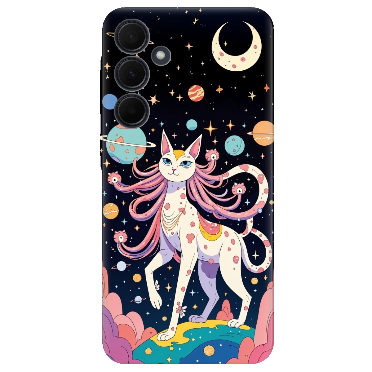 Чохол для Samsung Galaxy A35 прозорий Cosmic Cat - фото 1 - Чохли для телефонів