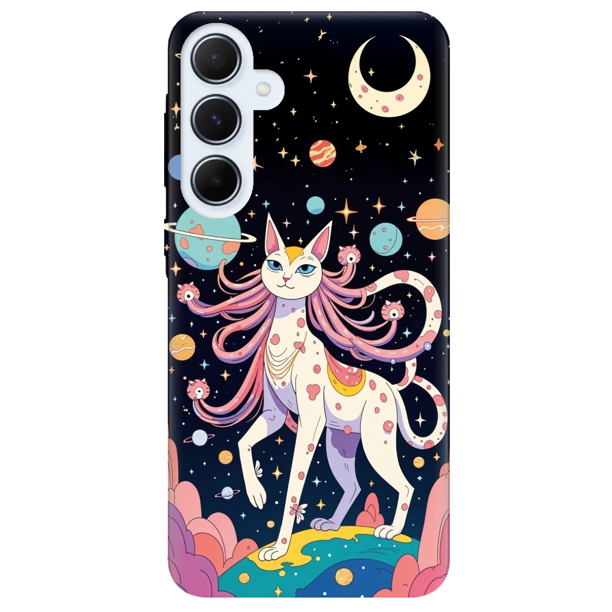 Чохол для Samsung Galaxy A55 прозорий Cosmic Cat - фото 1 Чохол для Samsung Galaxy A55 прозорий Cosmic Cat - фото 1 - Чохли для телефонів