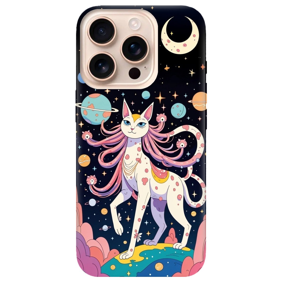 Чехол для Apple iPhone 16 Pro Max прозрачный Cosmic Cat - фото 1 Чехол для Apple iPhone 16 Pro Max прозрачный Cosmic Cat - фото 1 - Чехлы для телефонов