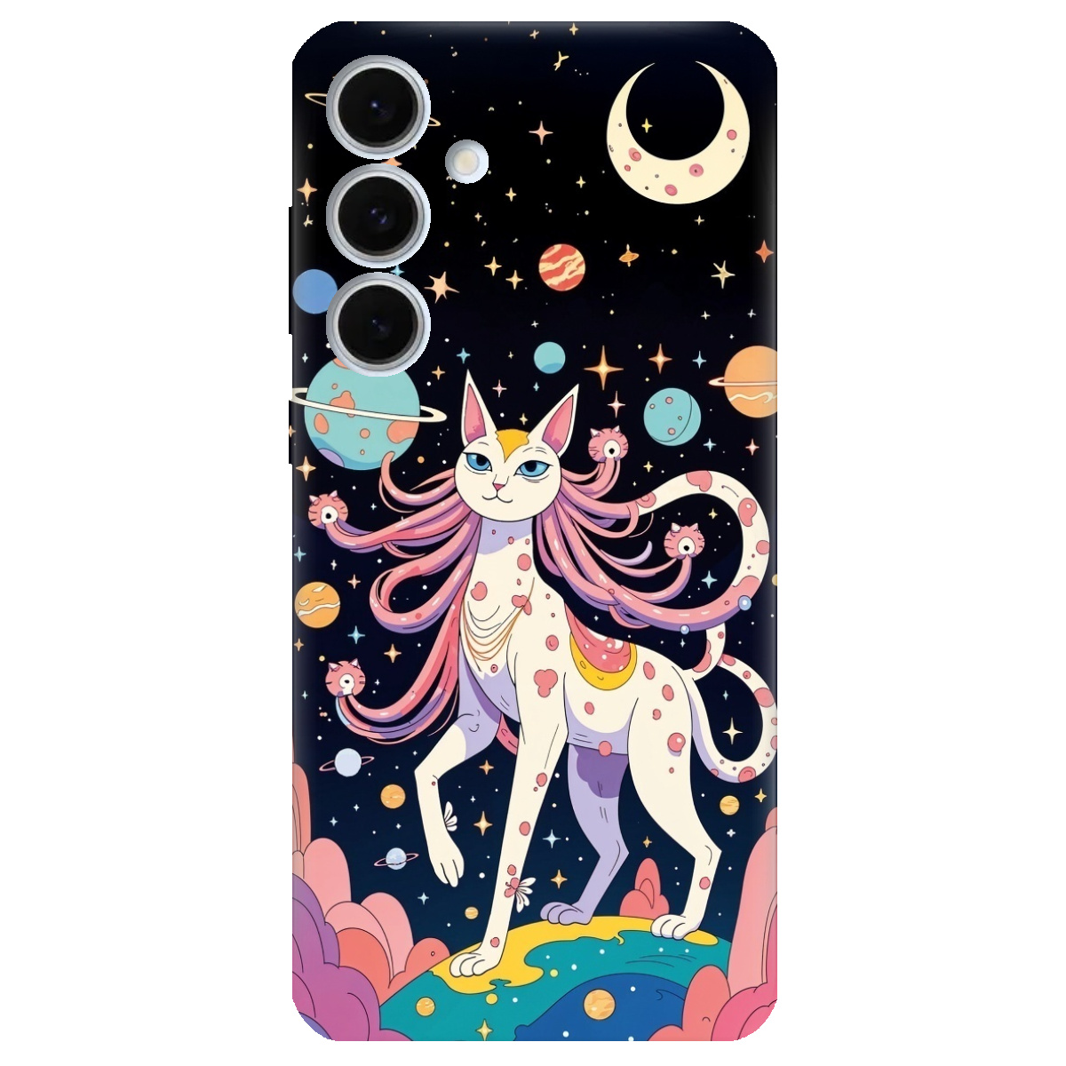 Чехол для Samsung Galaxy S24 FE прозрачный Cosmic Cat - фото 1 Чехол для Samsung Galaxy S24 FE прозрачный Cosmic Cat - фото 1 - Чехлы для телефонов