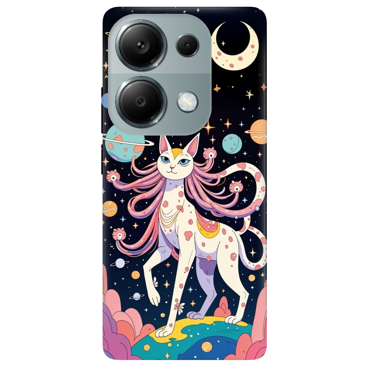 Чохол для Xiaomi Poco M6 Pro 4G прозорий Cosmic Cat - фото 1 - Чохли для телефонів