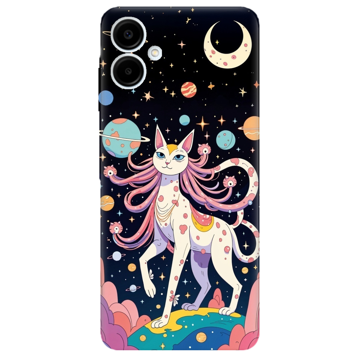 Чохол для Samsung Galaxy A06 прозорий Cosmic Cat - фото 1 - Чохли для телефонів