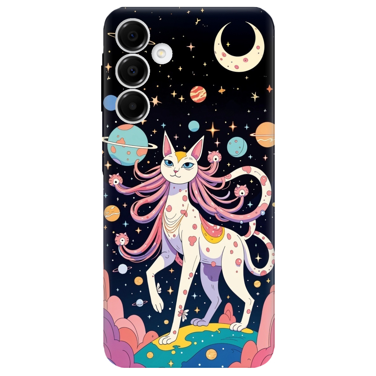 Чехол для Samsung Galaxy A16 прозрачный Cosmic Cat - фото 1 - Чехлы для телефонов