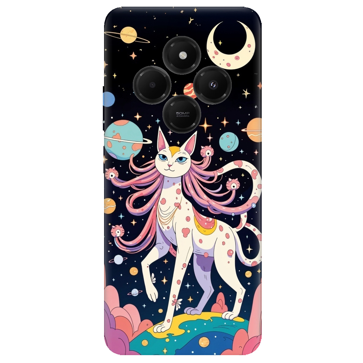 Чохол для Xiaomi Poco C75 прозорий Cosmic Cat - фото 1 - Чохли для телефонів