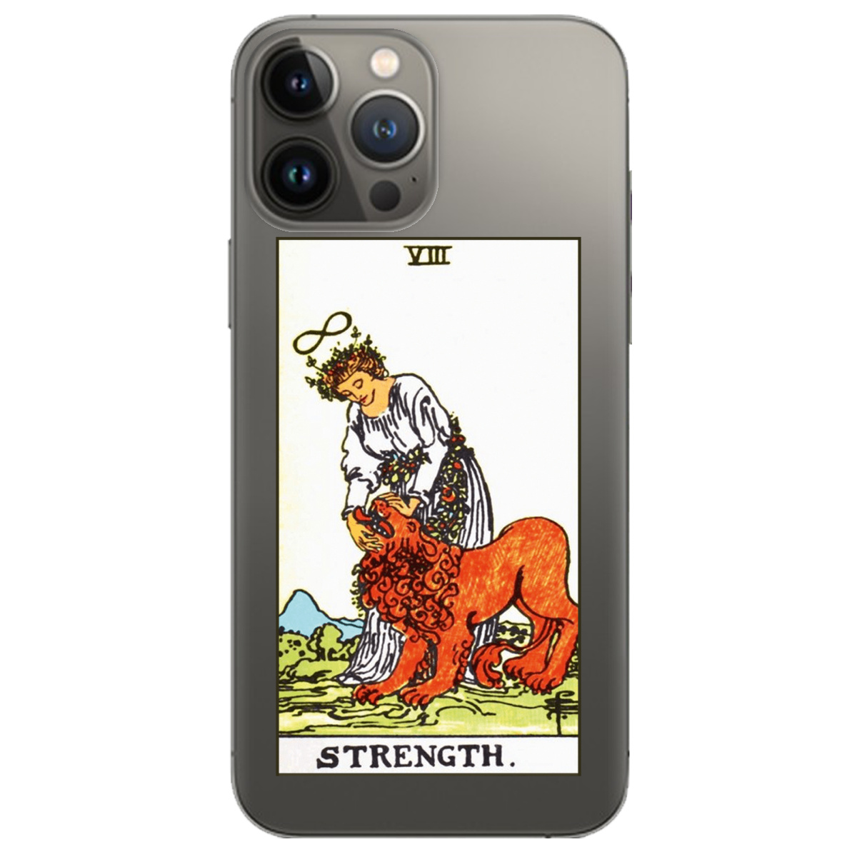 Чехол для Apple iPhone 13 Pro прозрачный Таро Сила - фото 1 Чехол для Apple iPhone 13 Pro прозрачный Таро Сила - фото 1 - Чехлы для телефонов