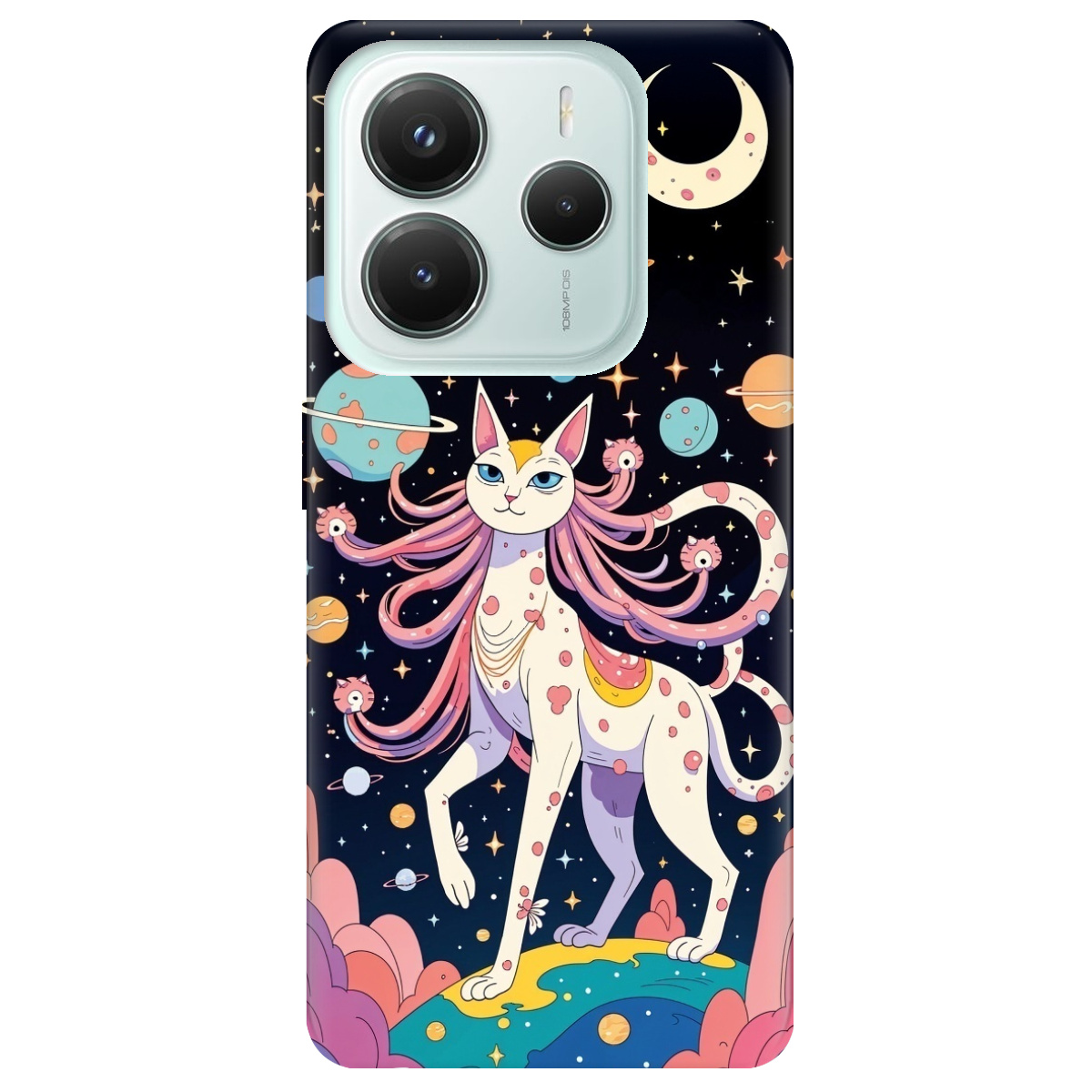 Чехол для Xiaomi Redmi Note 14 5G прозрачный Cosmic Cat - фото 1 - Чехлы для телефонов