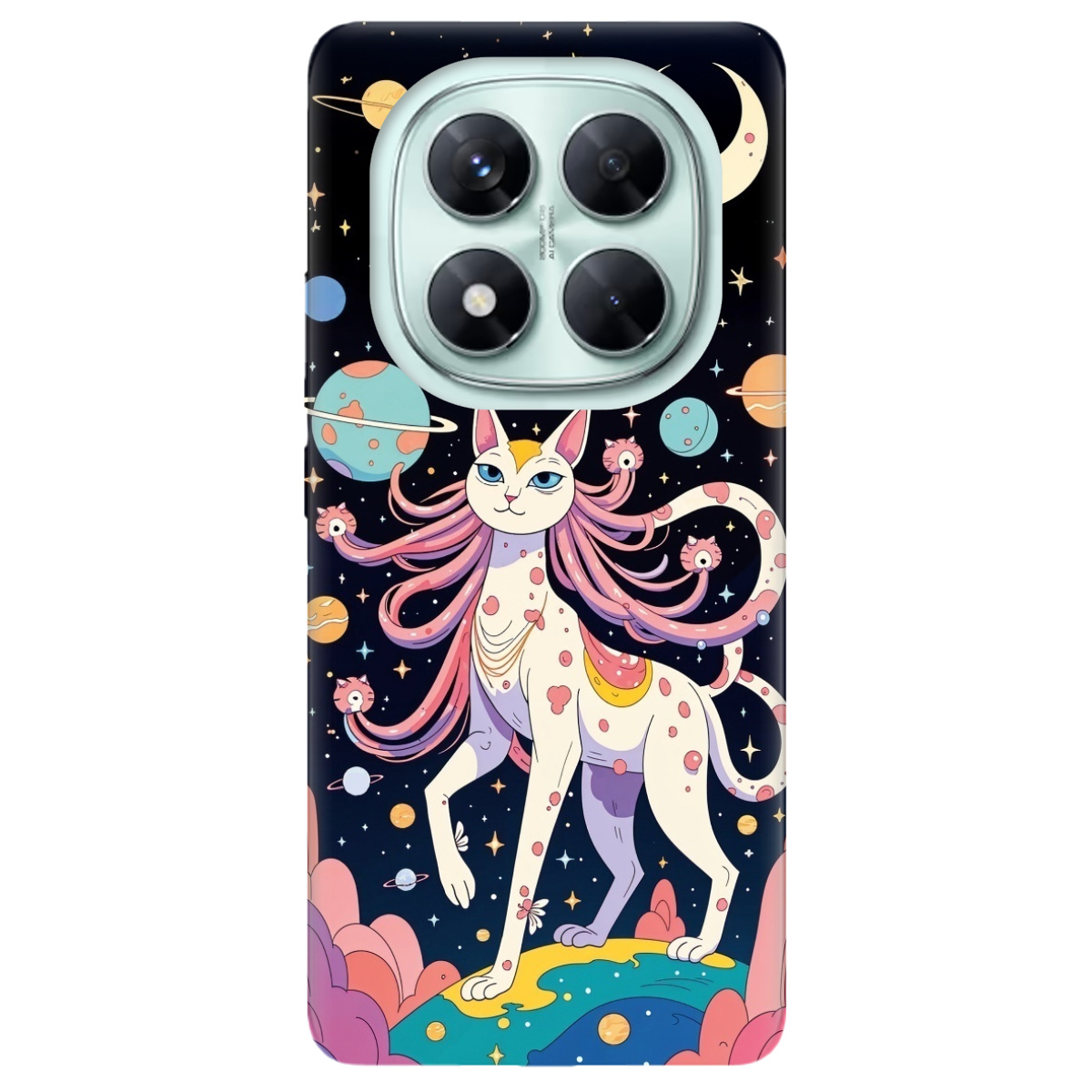 Чехол для Xiaomi Redmi Note 14 Pro 5G прозрачный Cosmic Cat - фото 1 - Чехлы для телефонов