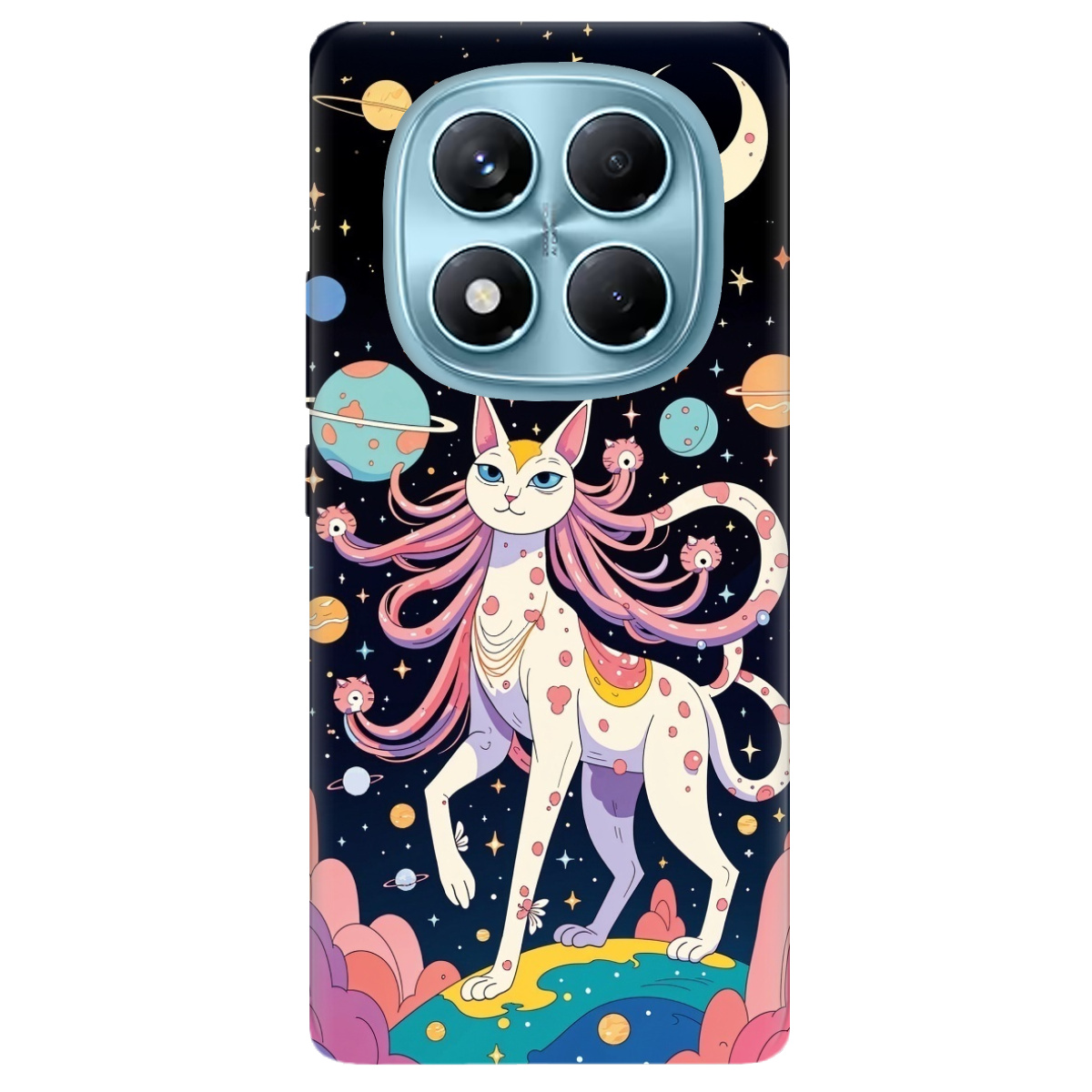 Чехол для Xiaomi Redmi Note 14 Pro 4G прозрачный Cosmic Cat - фото 1 - Чехлы для телефонов