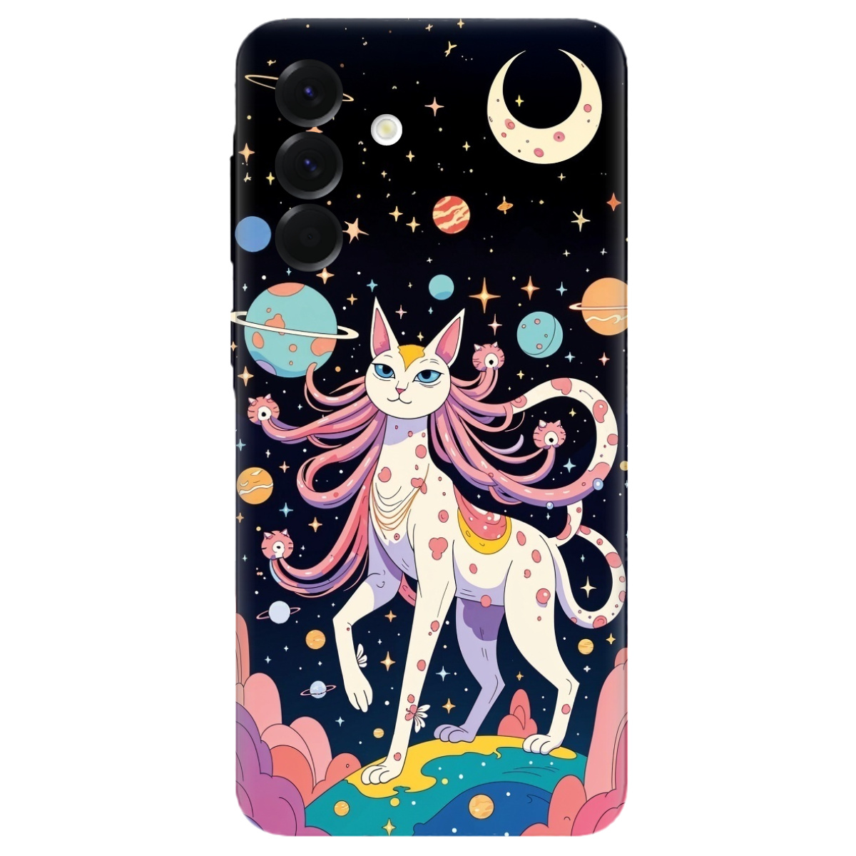 Чохол для Samsung Galaxy A56 5G прозорий Cosmic Cat - фото 1 - Чохли для телефонів