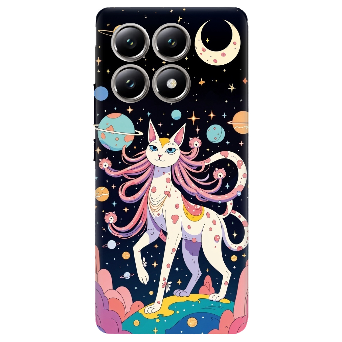 Чохол для Xiaomi 14T прозорий Cosmic Cat - фото 1 - Чохли для телефонів