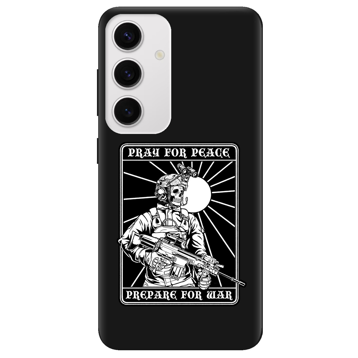 Чохол для Samsung Galaxy S25 Plus чорний матовий soft touch Моліться за мир - фото 1 - Чохли для телефонів