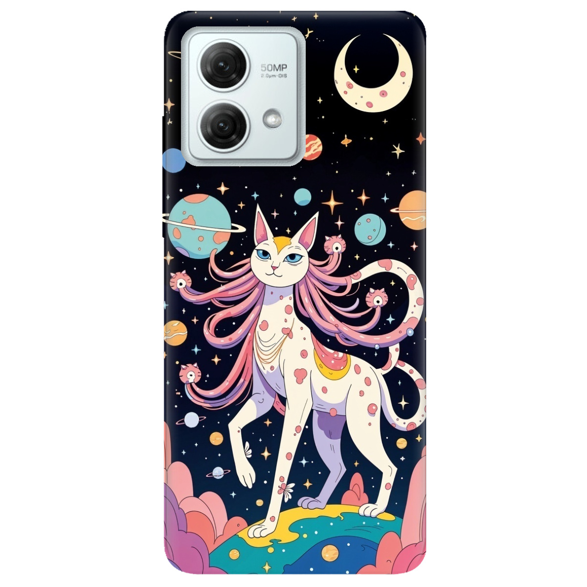 Чохол для Motorola G84 прозорий Cosmic Cat - фото 1 - Чохли для телефонів