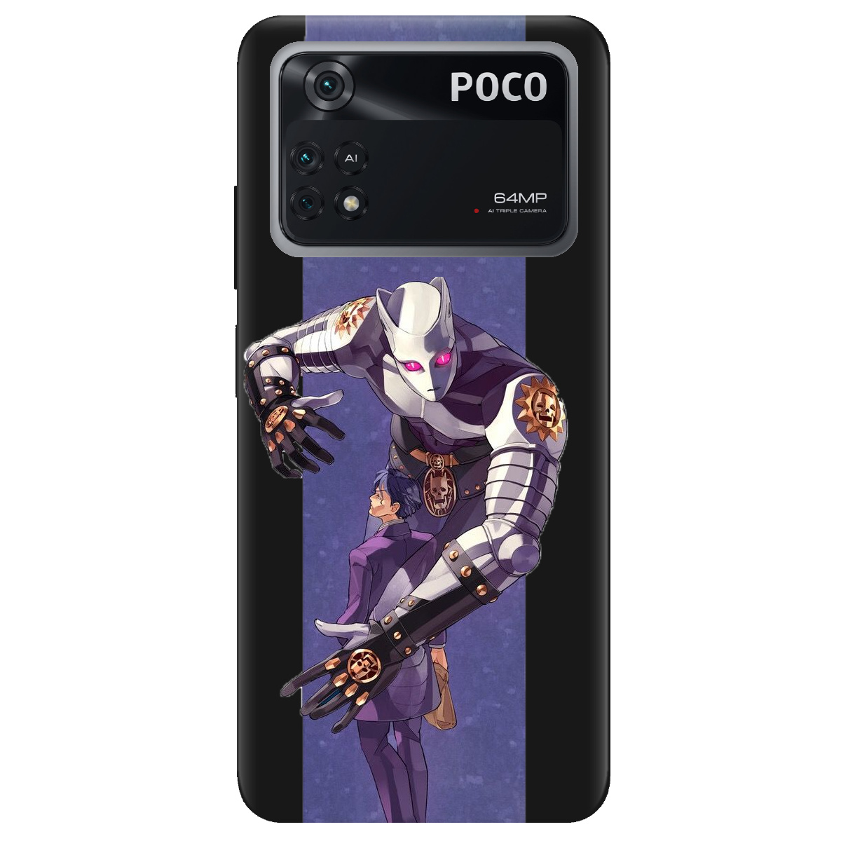 Чехол для Xiaomi Poco M4 Pro 4G черный матовый soft touch Killer Queen JoJo - фото 1 - Чехлы для телефонов