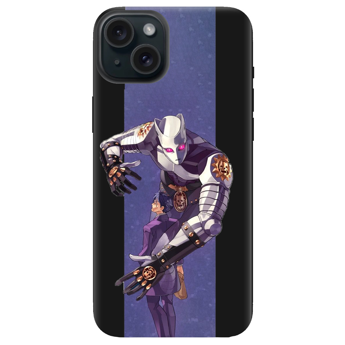 Чехол для Apple iPhone 15 черный матовый soft touch Killer Queen JoJo - фото 1 - Чехлы для телефонов