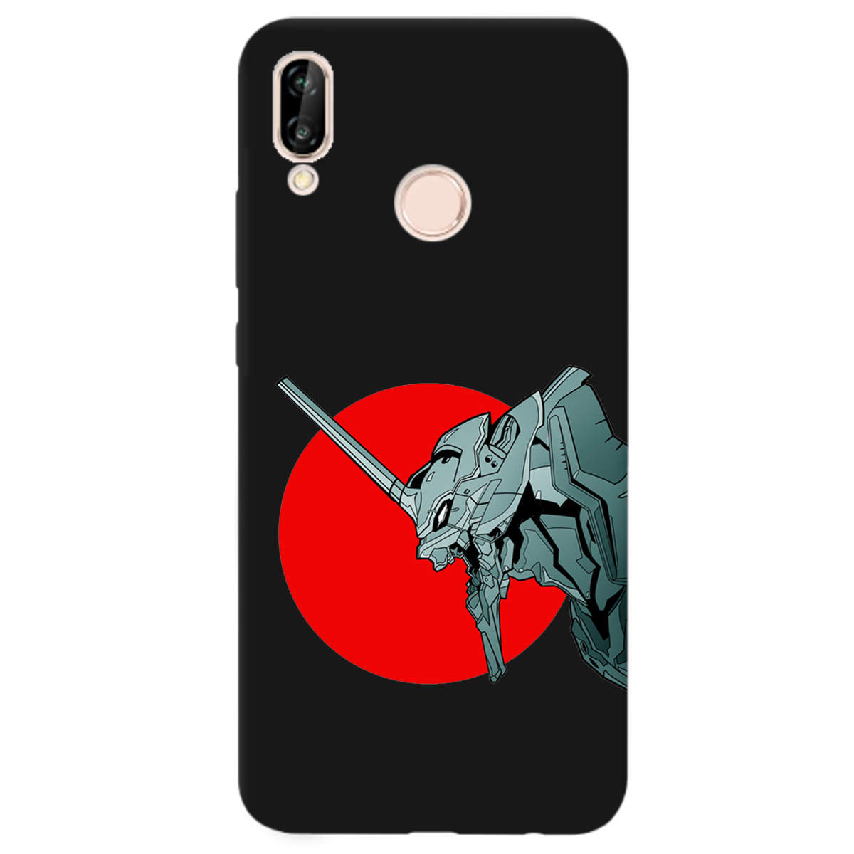 Чохол для Huawei P20 Lite чорний матовий soft touch Єва-02 – Evangelion - фото 1 - Чохли для телефонів