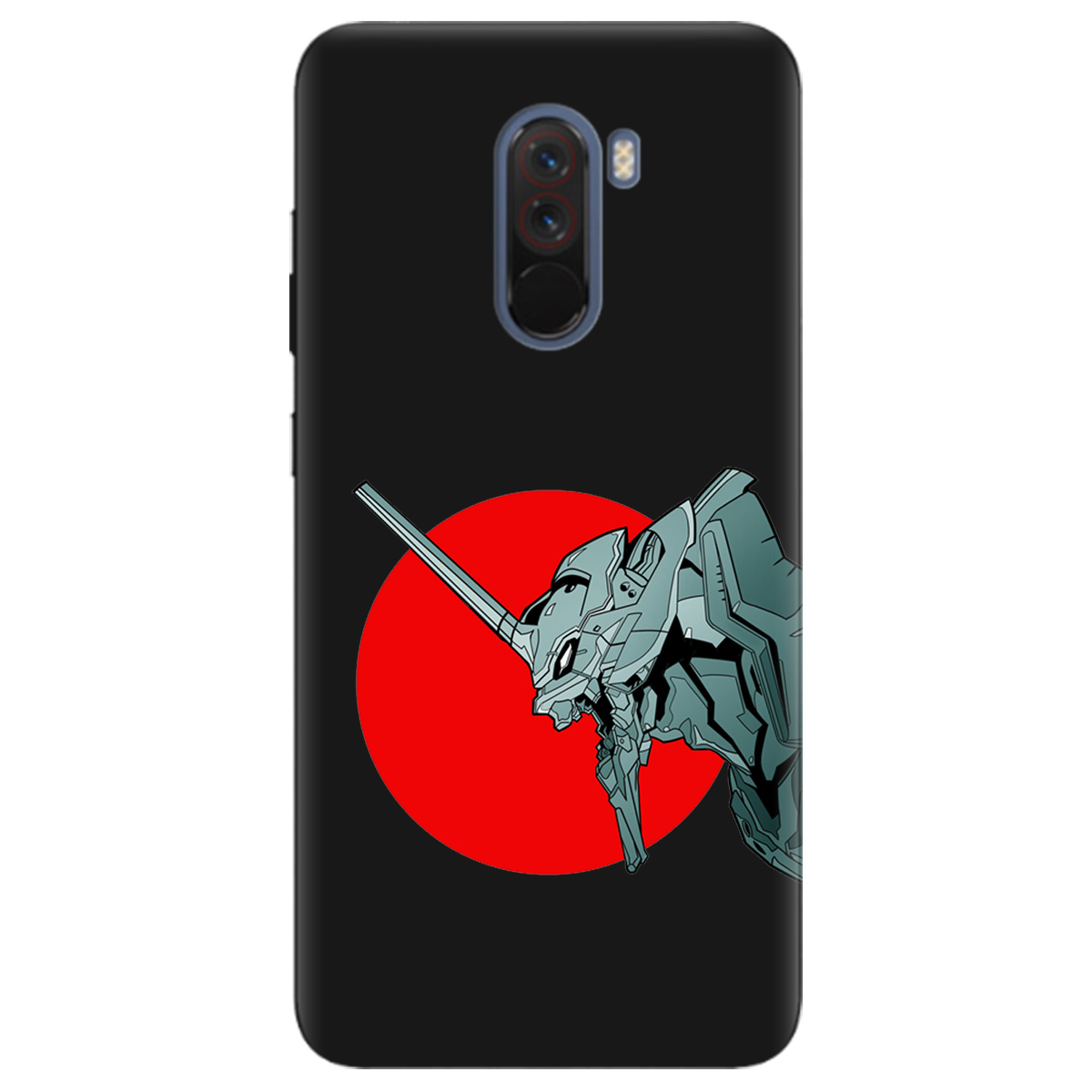 Чехол для Xiaomi Pocophone F1 черный матовый soft touch Ева-02 – Evangelion - фото 1 - Чехлы для телефонов