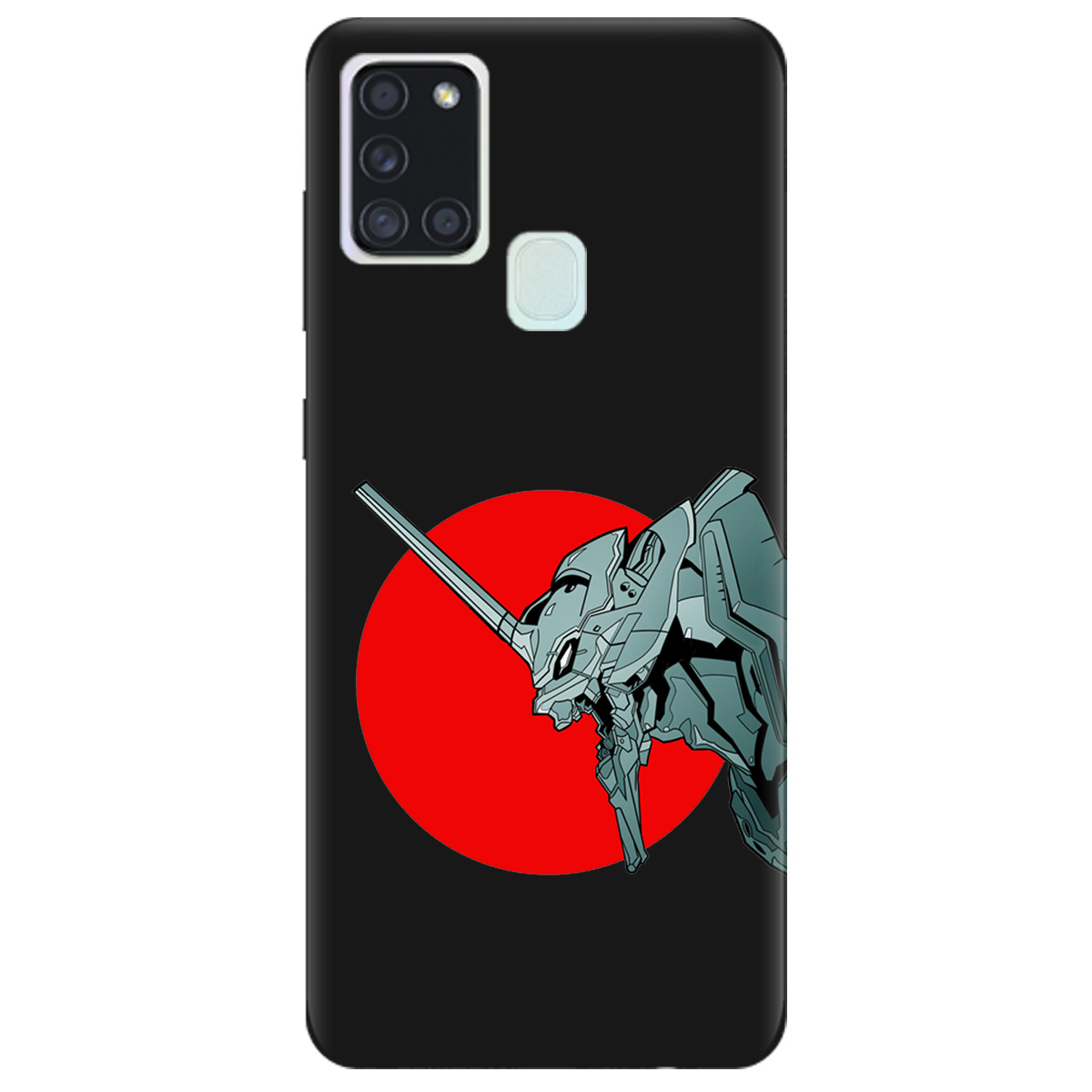 Чехол для Samsung Galaxy A21s черный матовый soft touch Ева-02 – Evangelion - фото 1 - Чехлы для телефонов