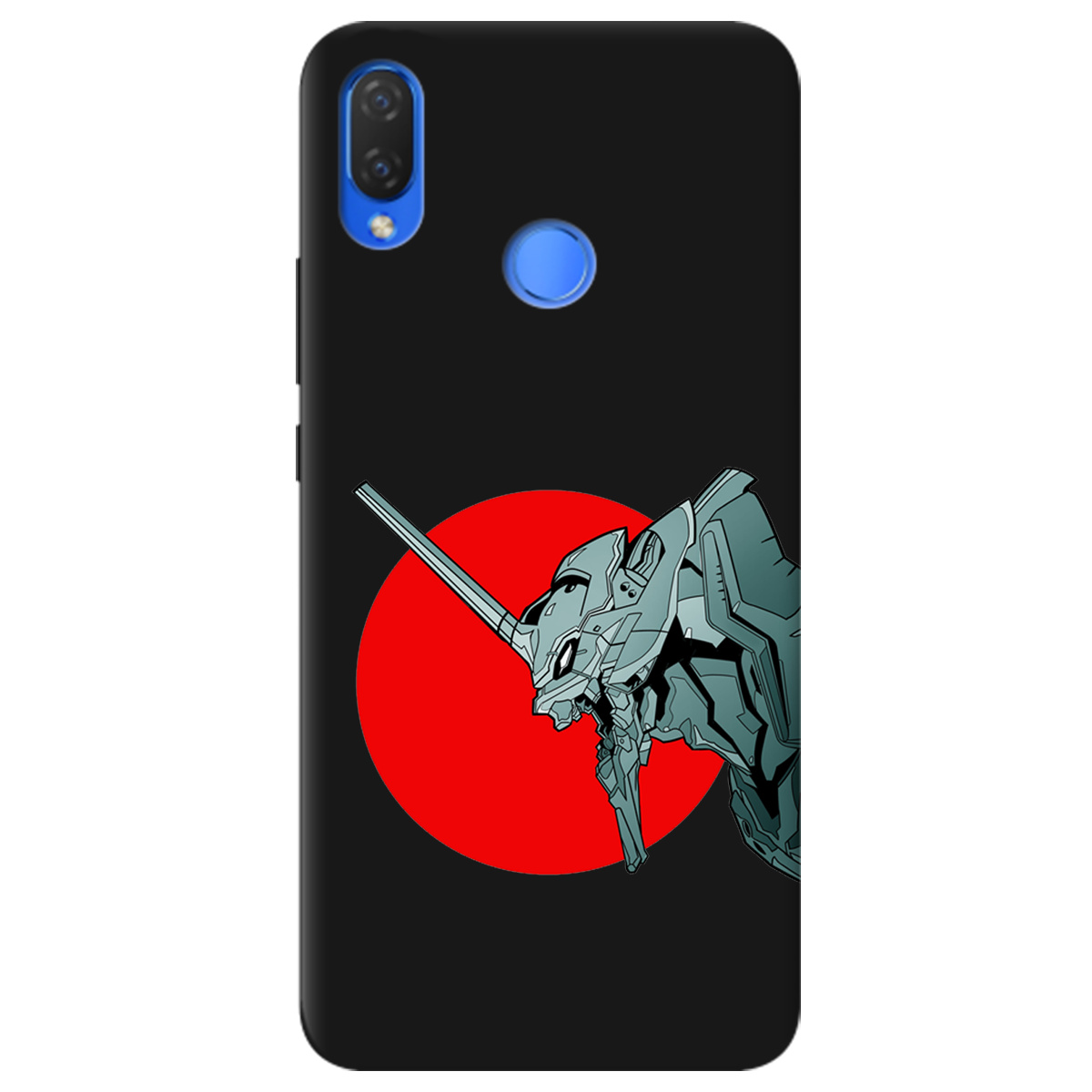 Чохол для Huawei P Smart Plus чорний матовий soft touch Єва-02 – Evangelion - фото 1 - Чохли для телефонів