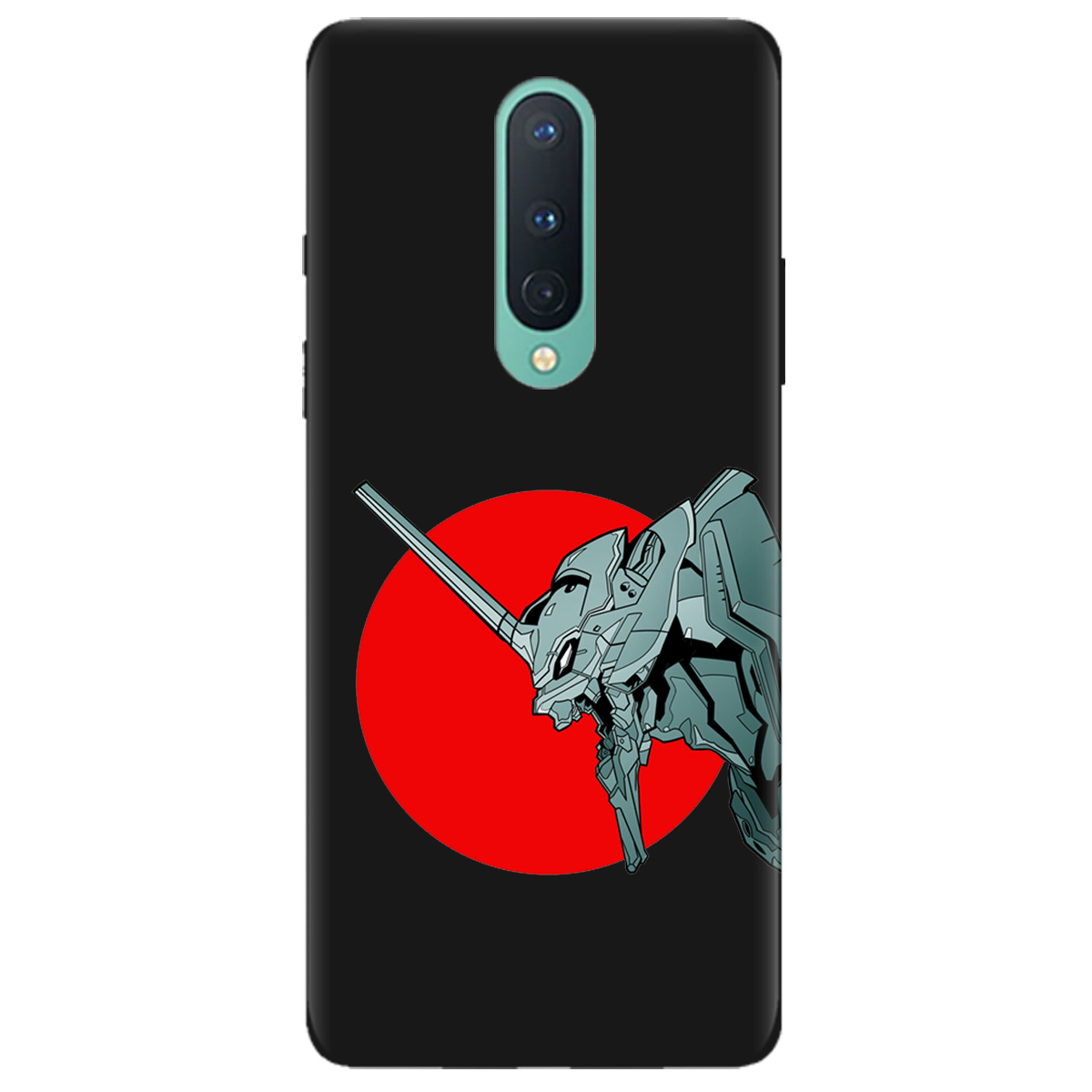 Чохол для OnePlus 8 чорний матовий soft touch Єва-02 – Evangelion - фото 1 - Чохли для телефонів