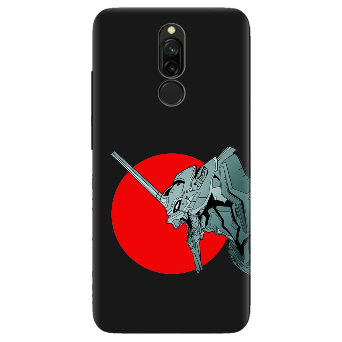 Чехол для Xiaomi Redmi 8 черный матовый soft touch Ева-02 – Evangelion - фото 1 - Чехлы для телефонов