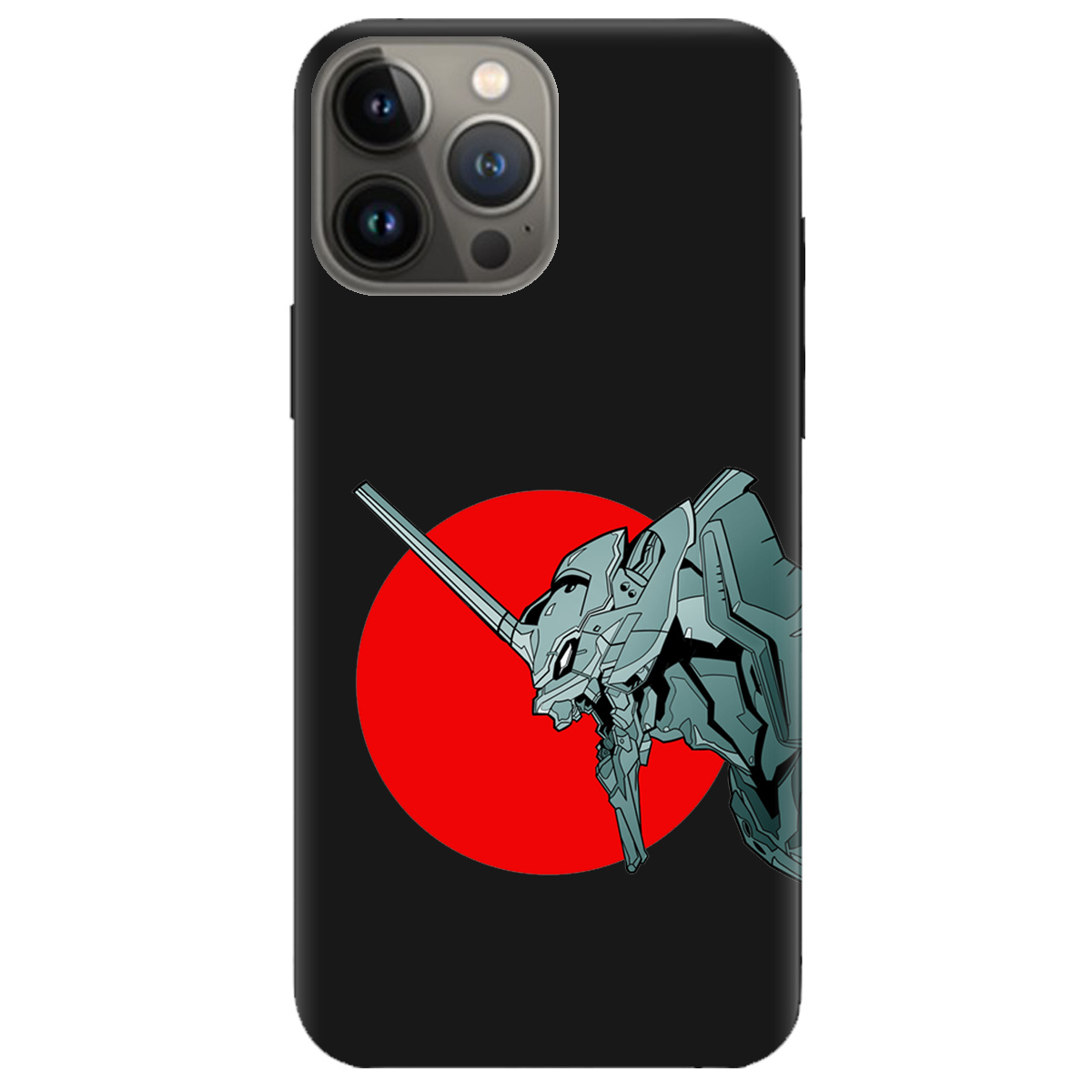 Чохол для Apple iPhone 13 Pro чорний матовий soft touch Єва-02 – Evangelion - фото 1 - Чохли для телефонів
