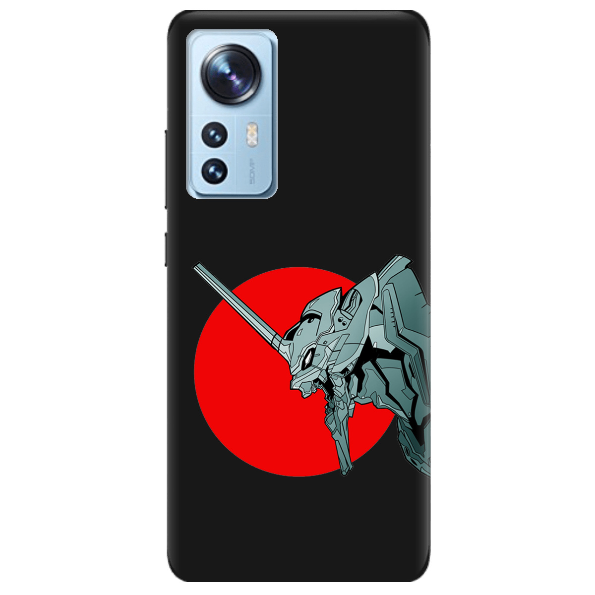 Чехол для Xiaomi 12X черный матовый soft touch Ева-02 – Evangelion - фото 1 - Чехлы для телефонов
