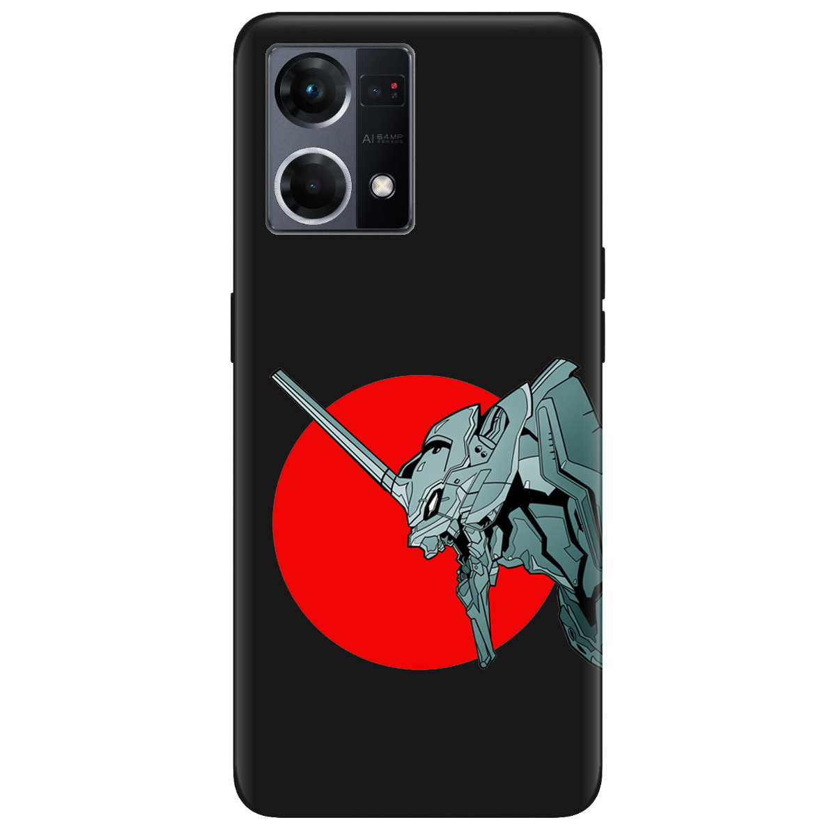 Чехол для Oppo Reno  7 4G черный матовый soft touch Ева-02 – Evangelion - фото 1 - Чехлы для телефонов