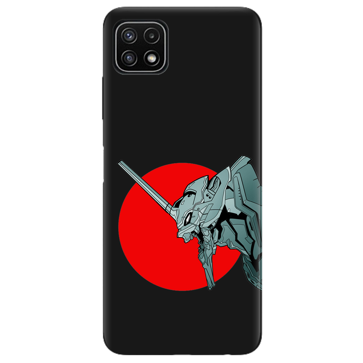 Чохол для Samsung Galaxy A22 5G чорний матовий soft touch Єва-02 – Evangelion - фото 1 - Чохли для телефонів