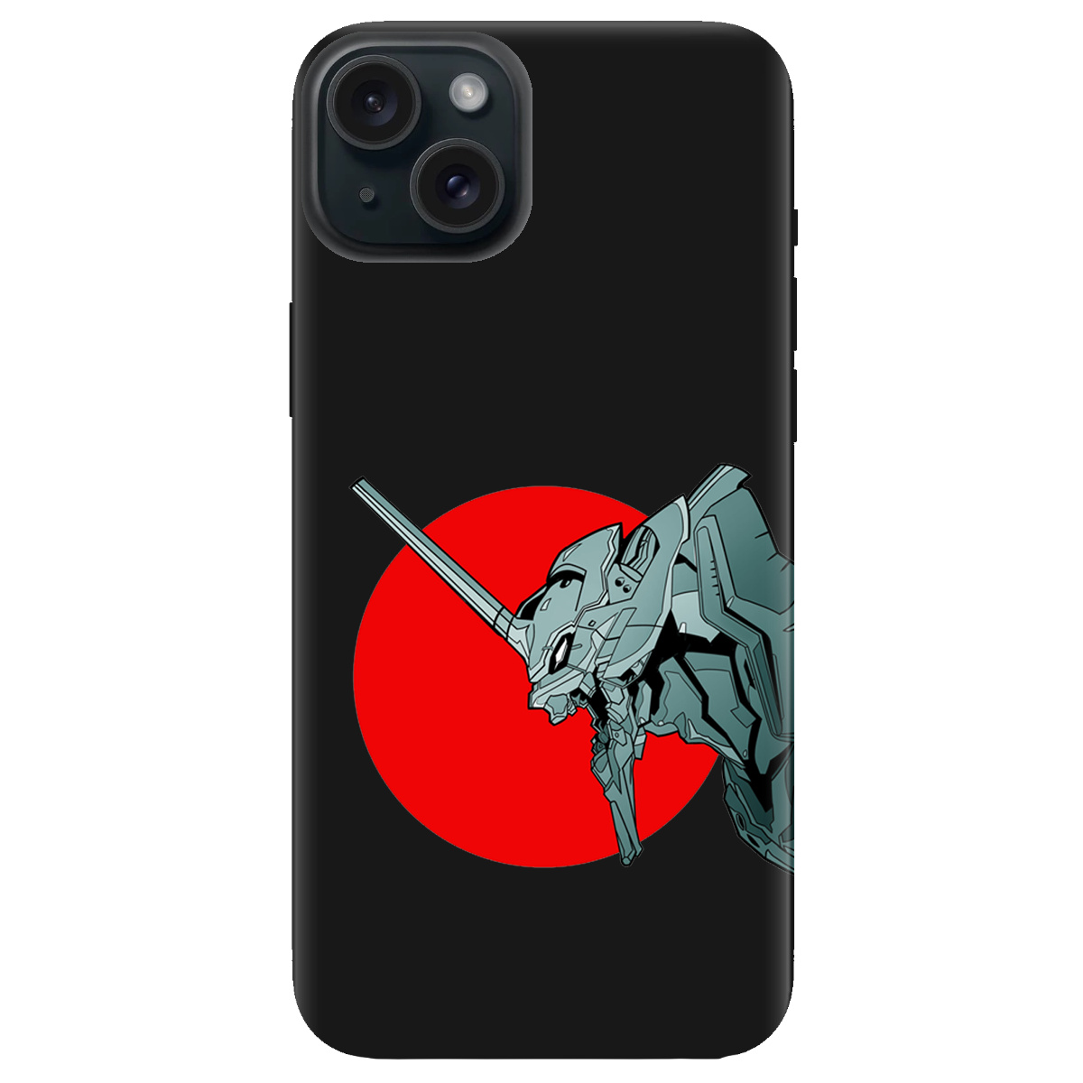 Чохол для Apple iPhone 15 Plus чорний матовий soft touch Єва-02 – Evangelion - фото 1 Чохол для Apple iPhone 15 Plus чорний матовий soft touch Єва-02 – Evangelion - фото 1 - Чохли для телефонів