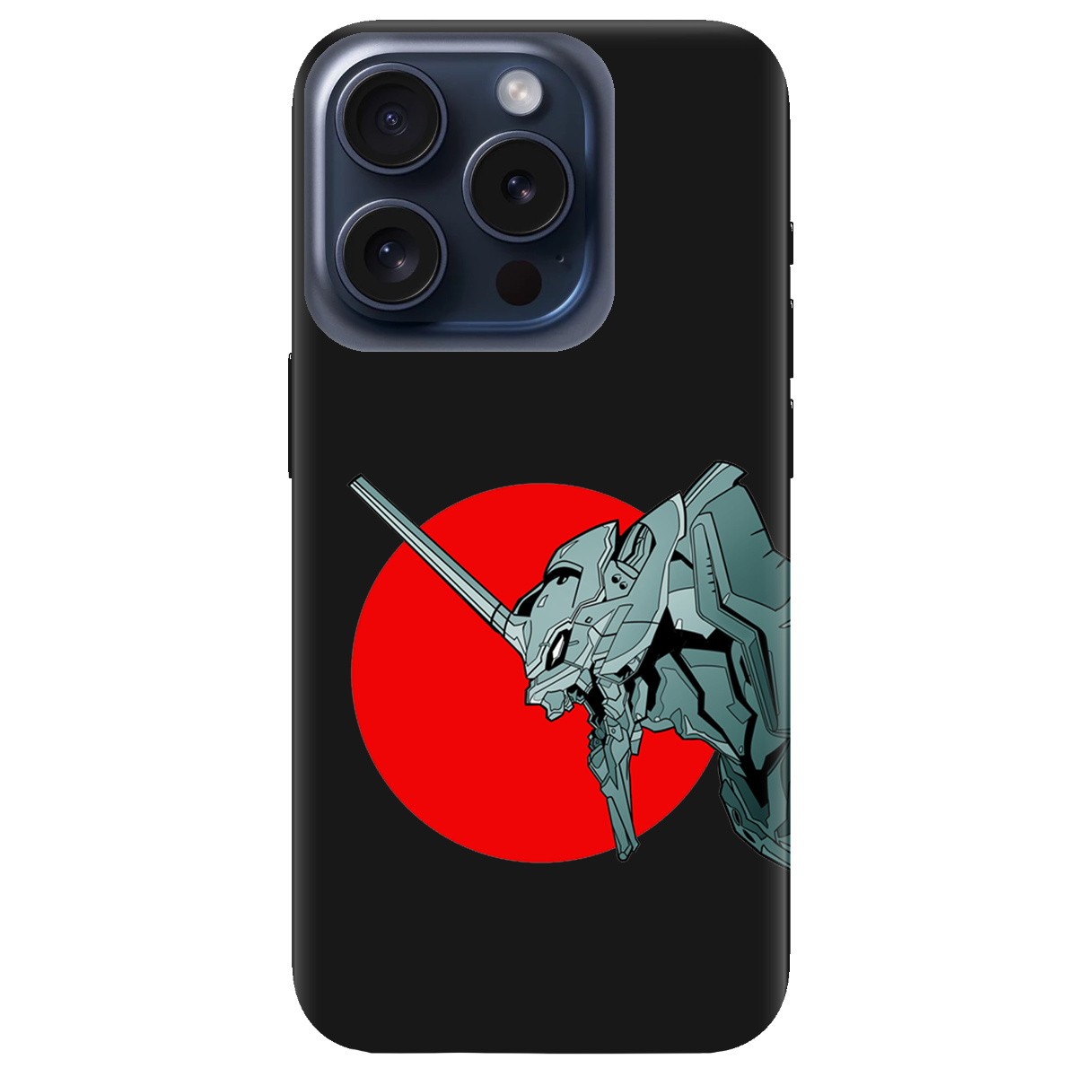 Чехол для Apple iPhone 15 Pro черный матовый soft touch Ева-02 – Evangelion - фото 1 - Чехлы для телефонов
