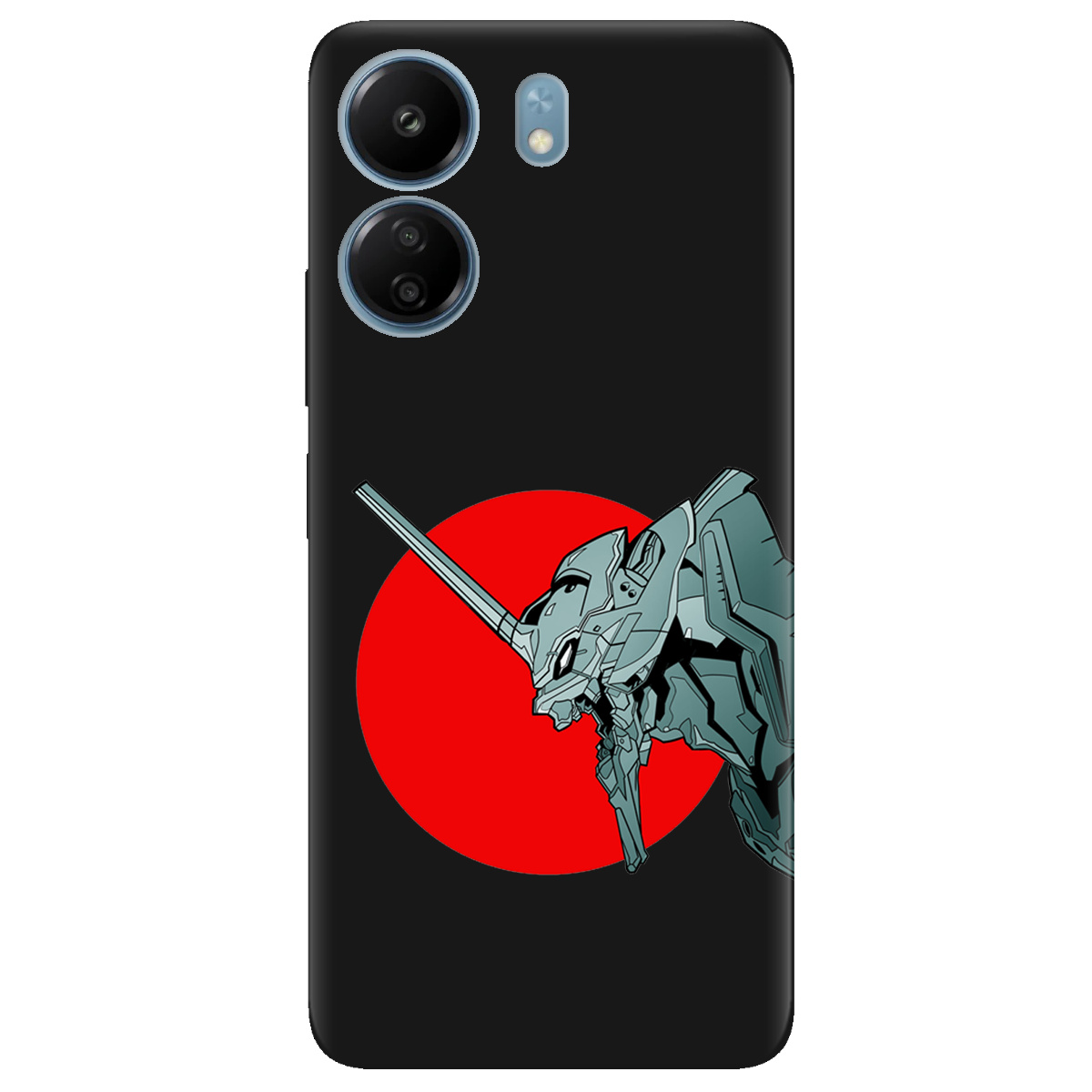 Чехол для Xiaomi Poco C65 черный матовый soft touch Ева-02 – Evangelion - фото 1 - Чехлы для телефонов