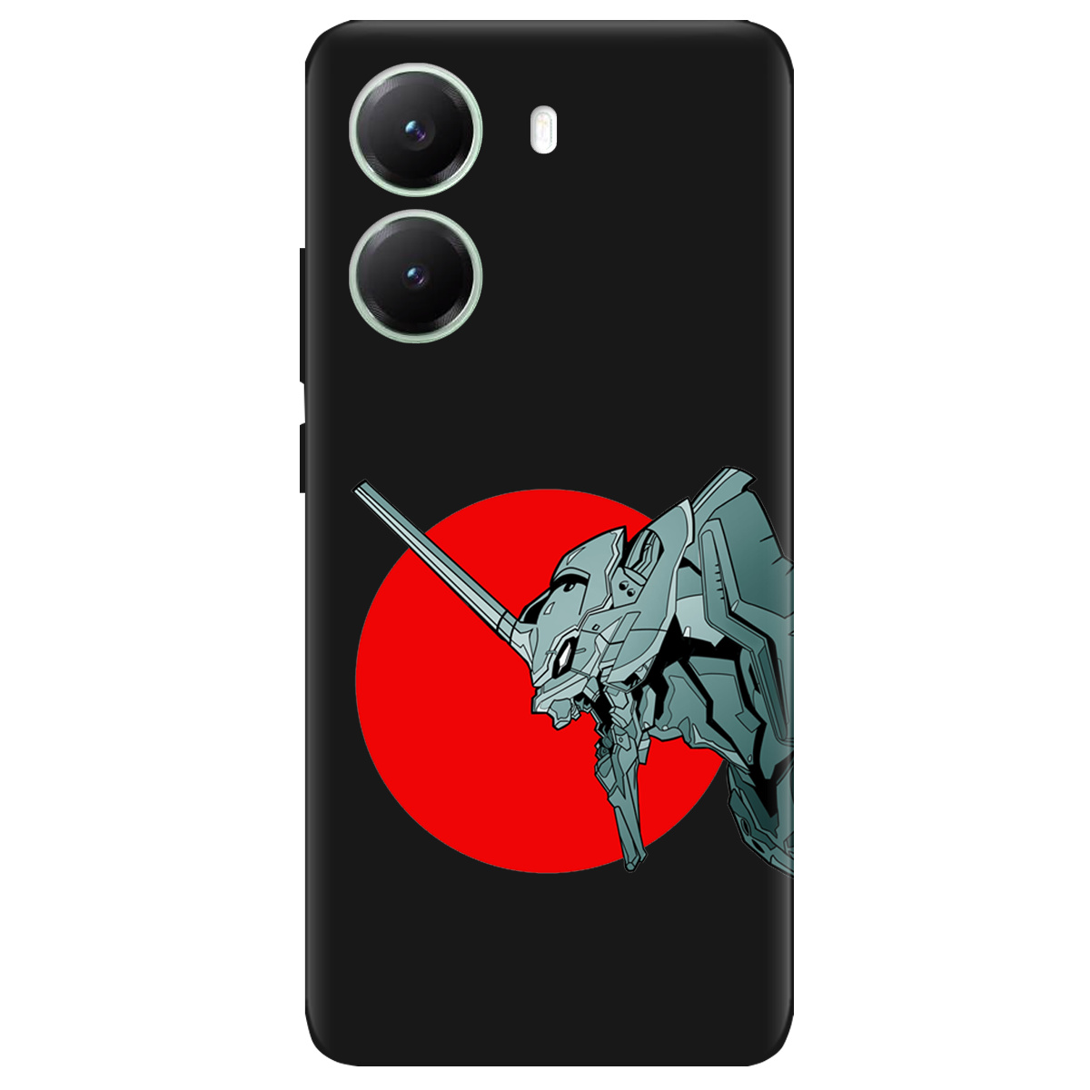 Чехол для Xiaomi Poco X7 Pro черный матовый soft touch Ева-02 – Evangelion - фото 1 - Чехлы для телефонов