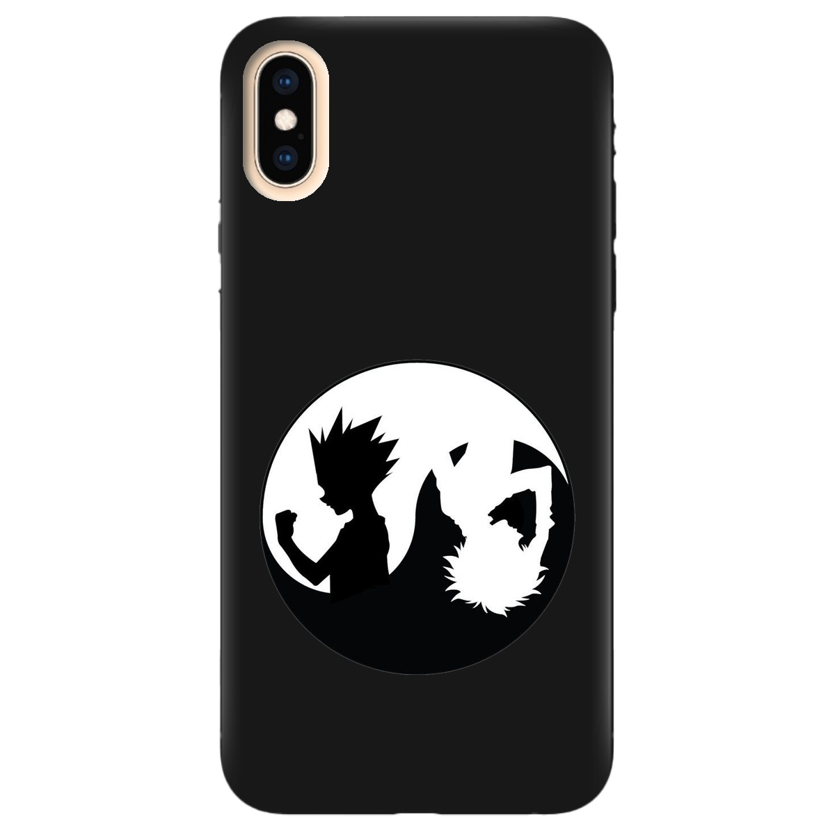 Чохол для Apple iPhone X чорний матовий soft touch Ying Yang Hunter x Hunter - фото 1 - Чохли для телефонів