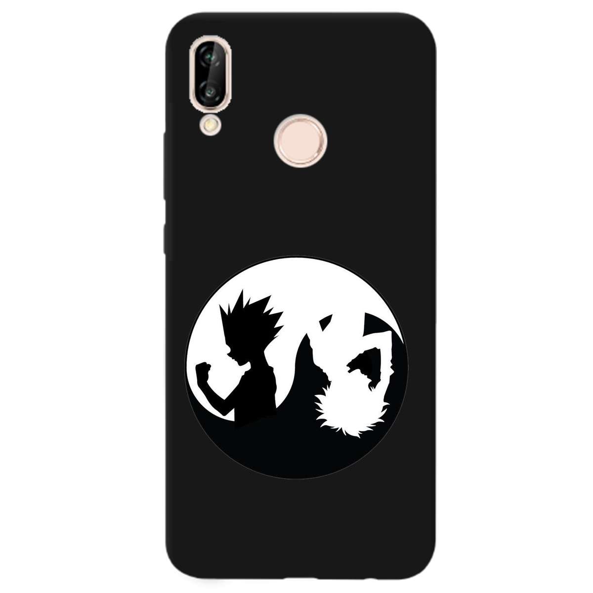 Чехол для Huawei P20 Lite черный матовый soft touch Ying Yang Hunter x Hunter - фото 1 - Чехлы для телефонов