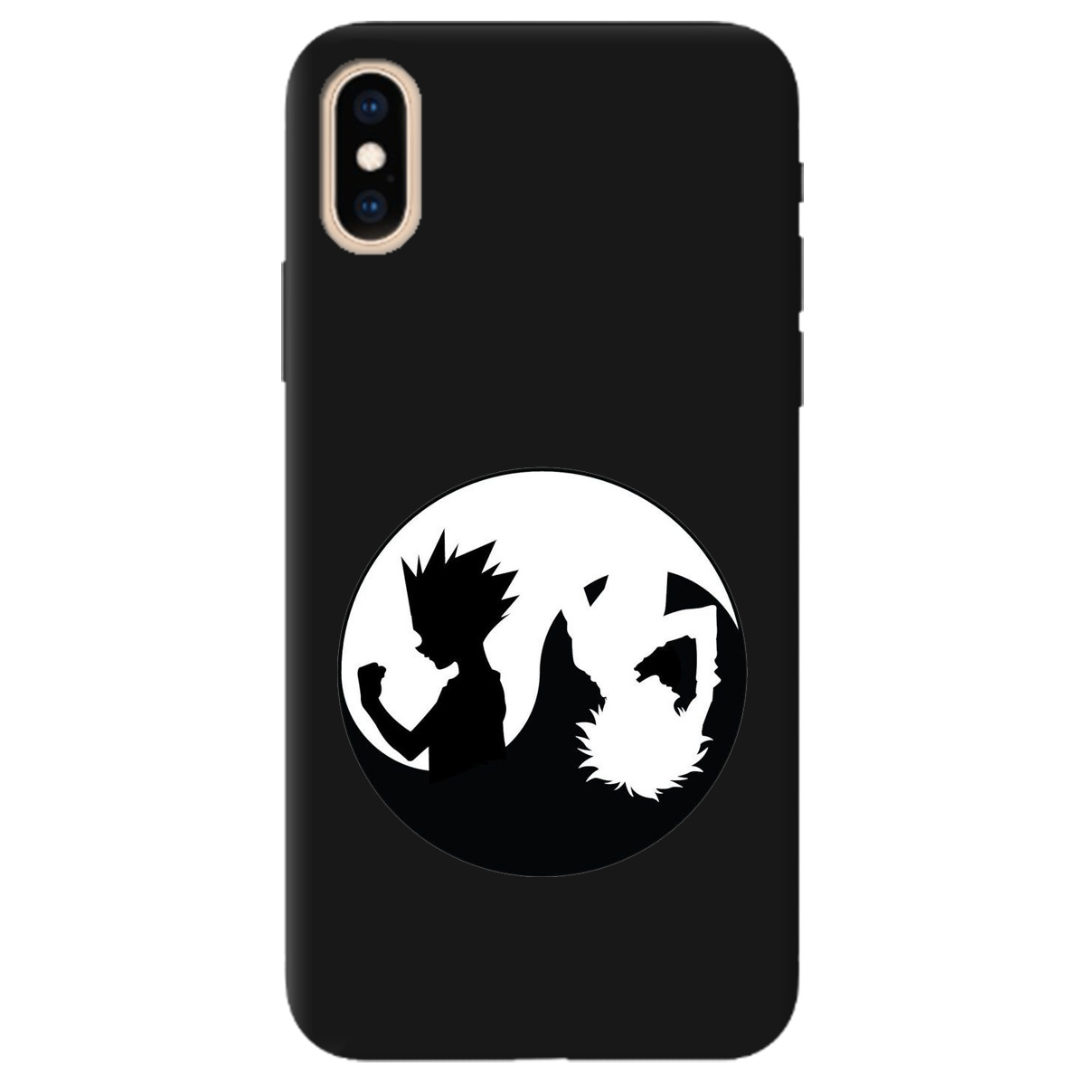 Чохол для Apple iPhone XS Max чорний матовий soft touch Ying Yang Hunter x Hunter - фото 1 - Чохли для телефонів