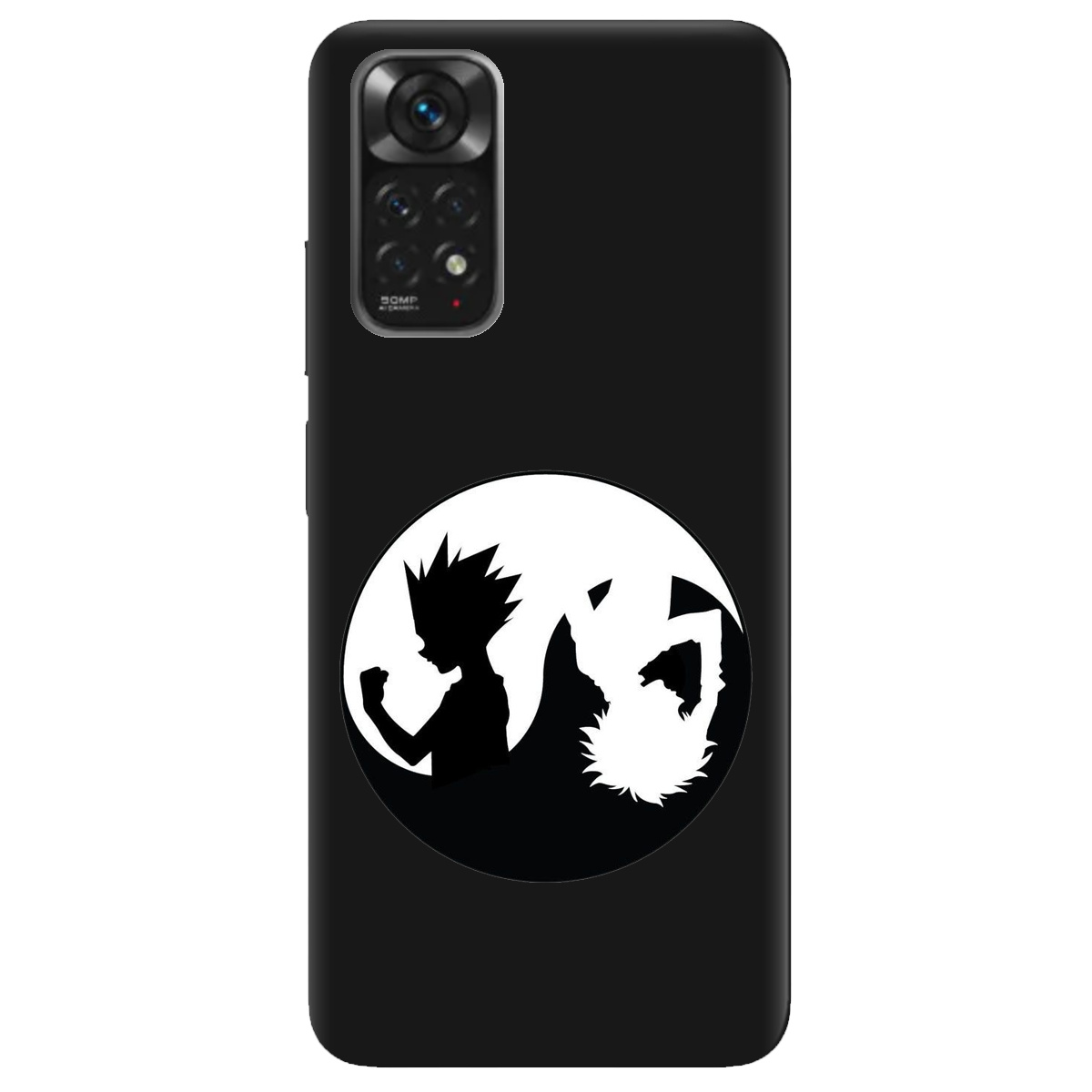Чехол для Xiaomi Redmi Note 11s черный матовый soft touch Ying Yang Hunter x Hunter - фото 1 - Чехлы для телефонов