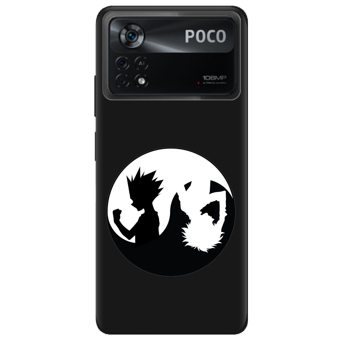 Чехол для Xiaomi Poco X4 Pro 5G черный матовый soft touch Ying Yang Hunter x Hunter - фото 1 - Чехлы для телефонов