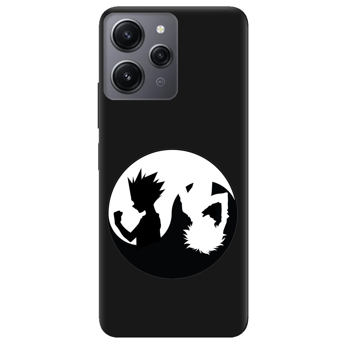 Чехол для Xiaomi Redmi 12 черный матовый soft touch Ying Yang Hunter x Hunter - фото 1 - Чехлы для телефонов