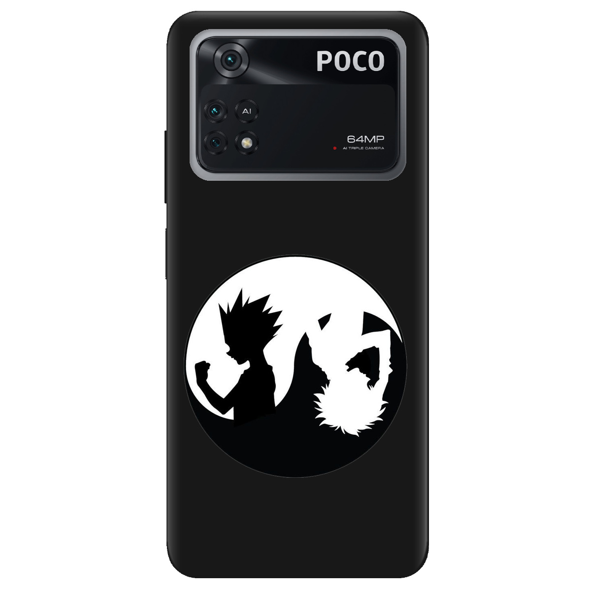 Чехол для Xiaomi Poco M4 Pro 4G черный матовый soft touch Ying Yang Hunter x Hunter - фото 1 - Чехлы для телефонов