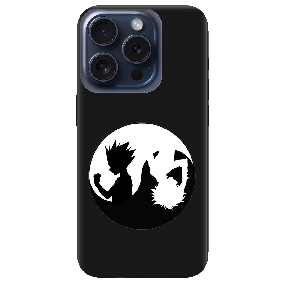 Чехол для Apple iPhone 15 Pro Max черный матовый soft touch Ying Yang Hunter x Hunter - фото 1 Чехол для Apple iPhone 15 Pro Max черный матовый soft touch Ying Yang Hunter x Hunter - фото 1 - Чехлы для телефонов