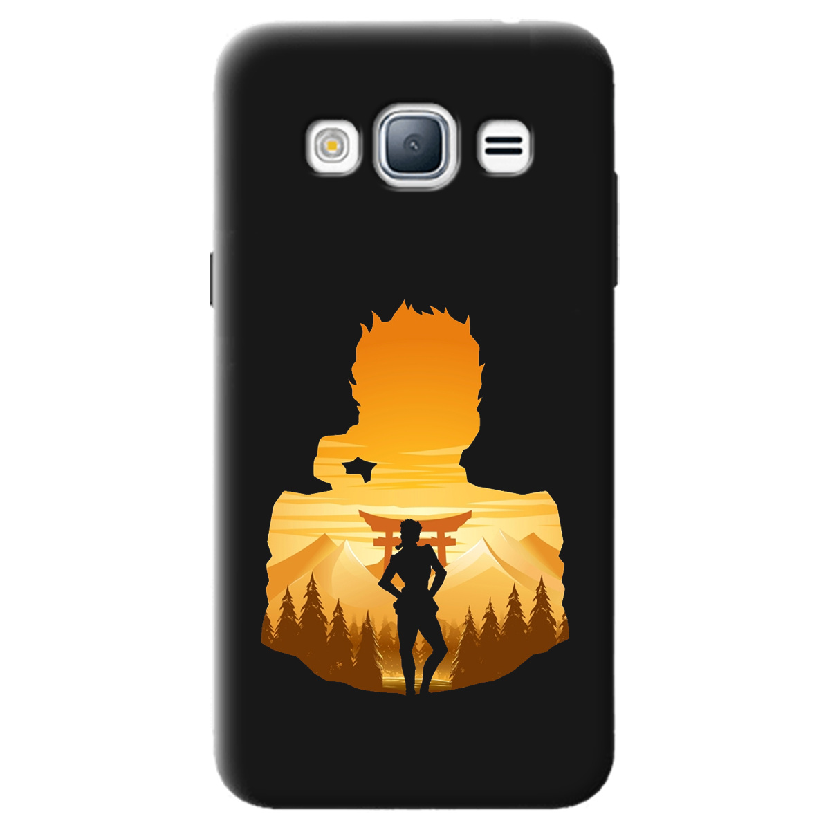 Чехол для Samsung Galaxy J3 2016 черный матовый soft touch JoJo Giorno Giovanna - фото 1 - Чехлы для телефонов