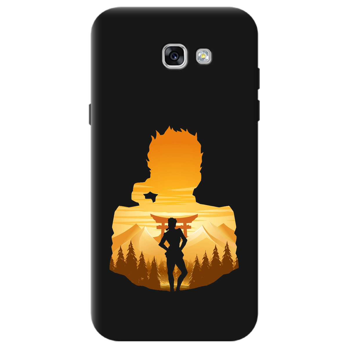 Чехол для Samsung Galaxy A7 2017 черный матовый soft touch JoJo Giorno Giovanna - фото 1 - Чехлы для телефонов