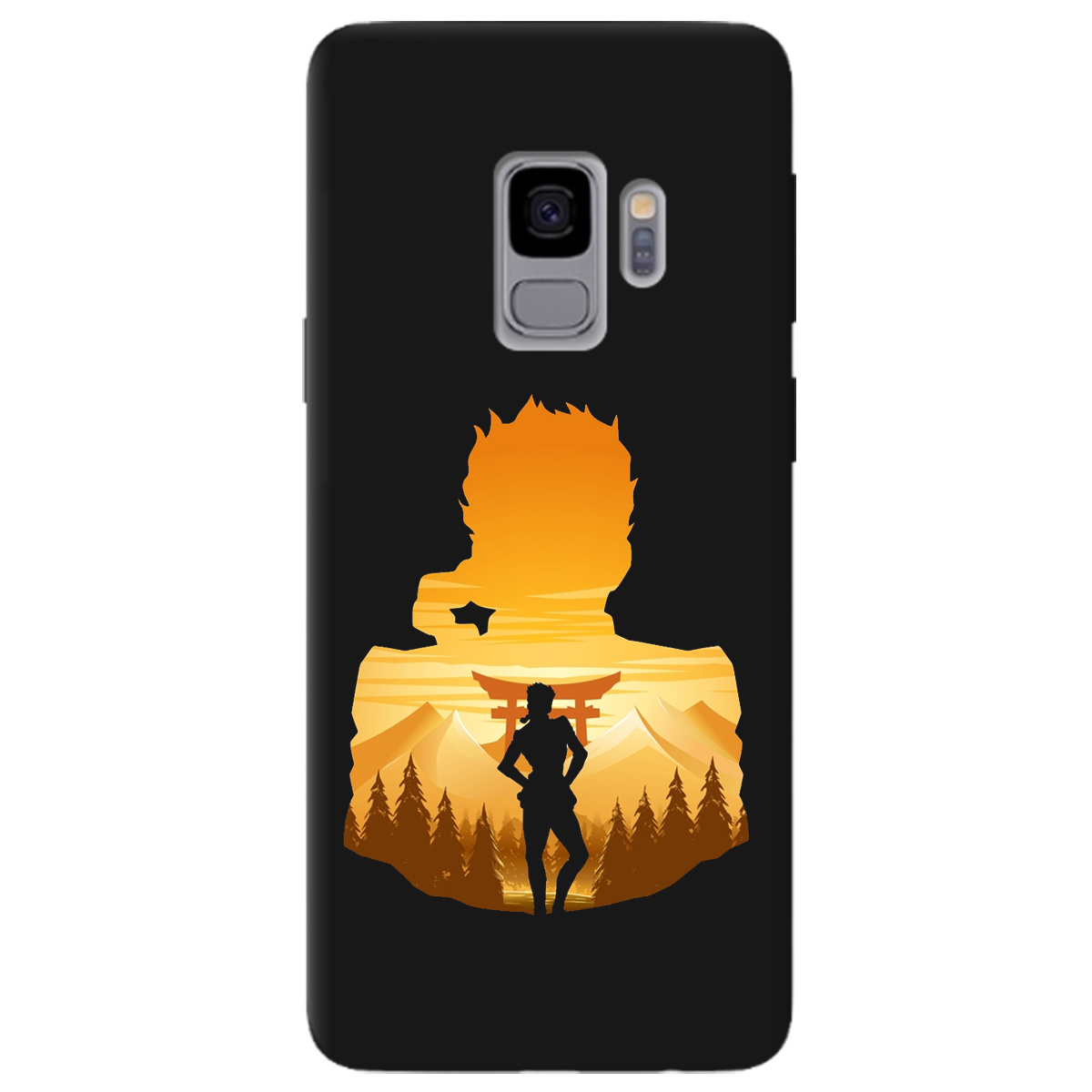 Чехол для Samsung Galaxy S9 черный матовый soft touch JoJo Giorno Giovanna - фото 1 - Чехлы для телефонов