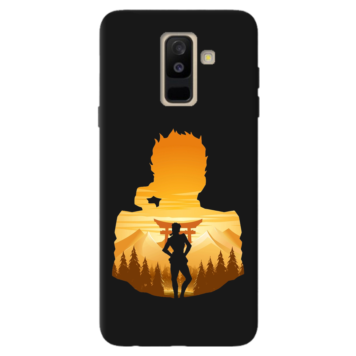 Чохол для Samsung Galaxy A6 Plus 2018 чорний матовий soft touch JoJo Giorno Giovanna - фото 1 - Чохли для телефонів