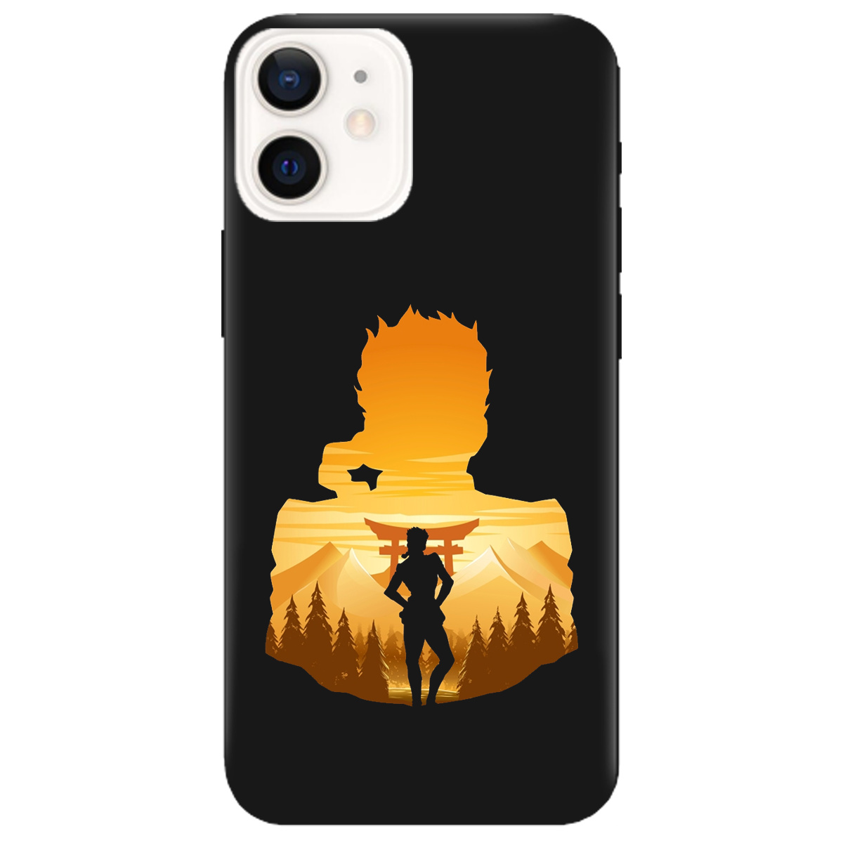 Чехол для Apple iPhone 12 черный матовый soft touch JoJo Giorno Giovanna - фото 1 - Чехлы для телефонов