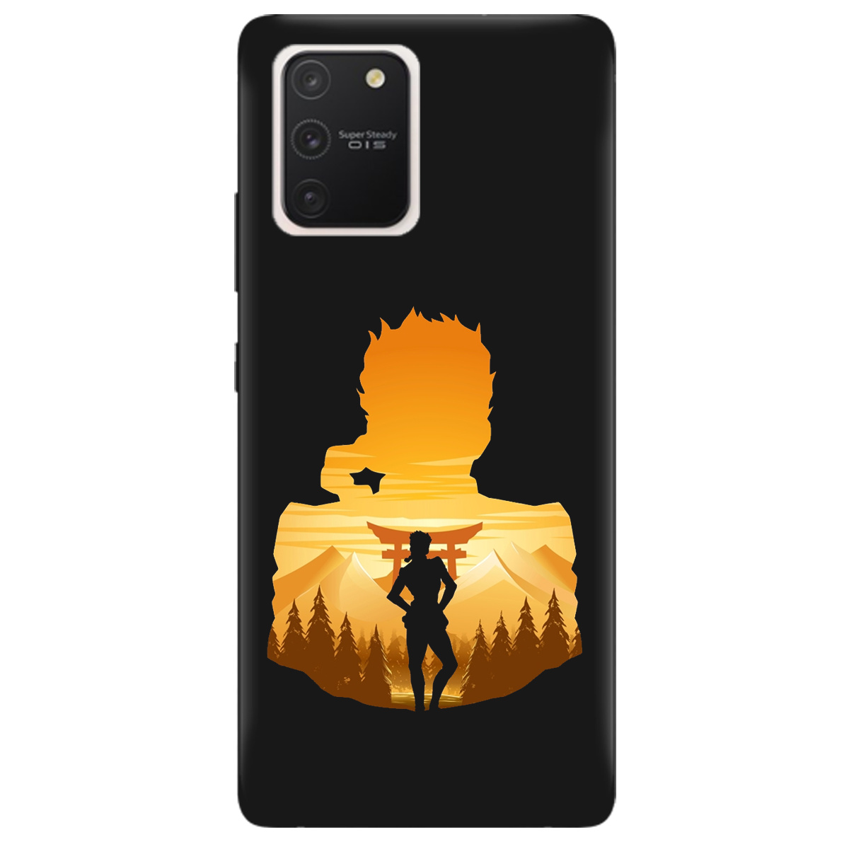 Чехол для Samsung Galaxy S10 Lite черный матовый soft touch JoJo Giorno Giovanna - фото 1 - Чехлы для телефонов