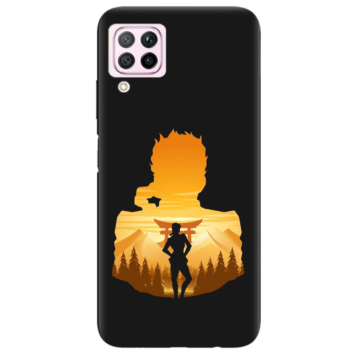 Чохол для Huawei P40 Lite чорний матовий soft touch JoJo Giorno Giovanna - фото 1 - Чохли для телефонів