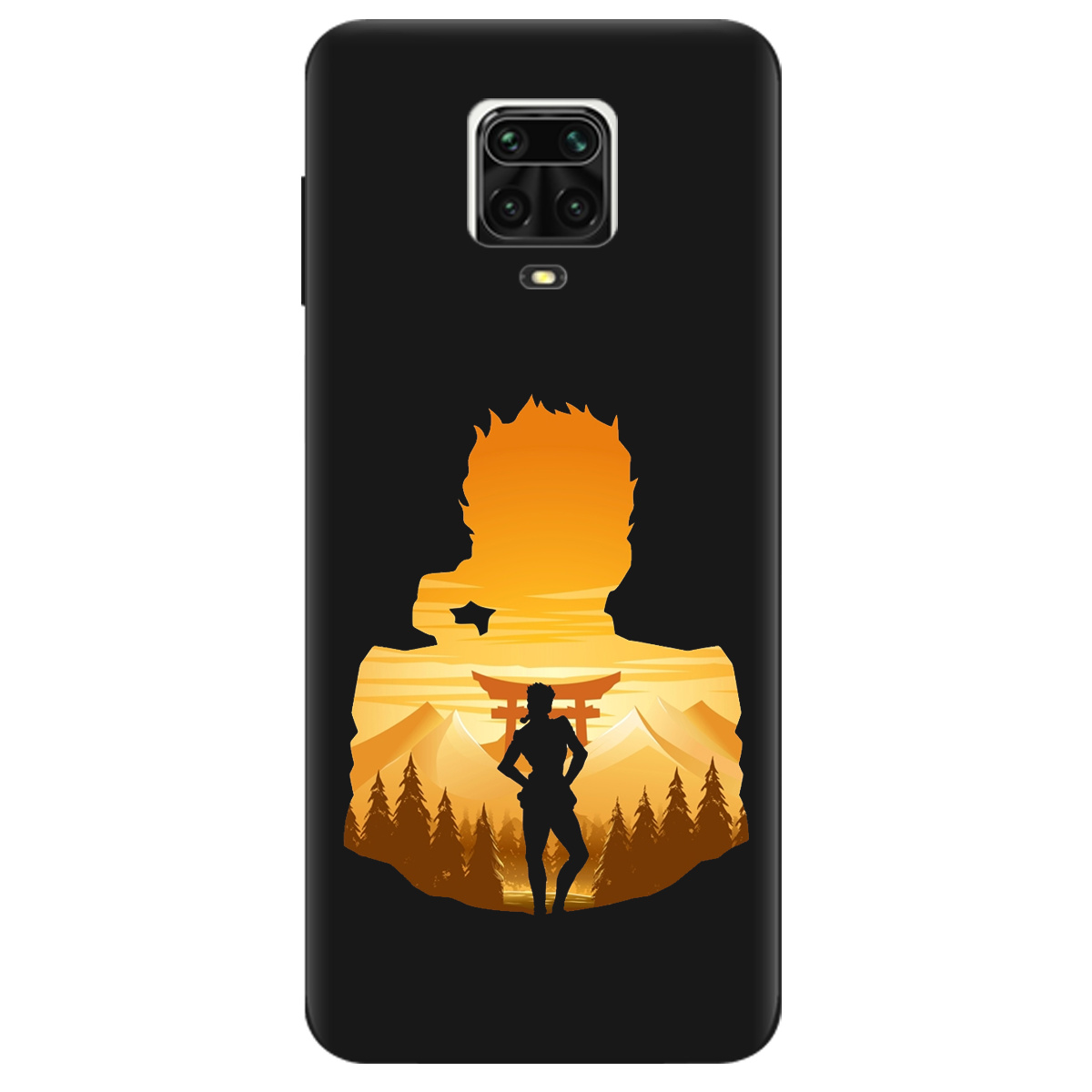 Чехол для Xiaomi Redmi Note 9s черный матовый soft touch JoJo Giorno Giovanna - фото 1 - Чехлы для телефонов