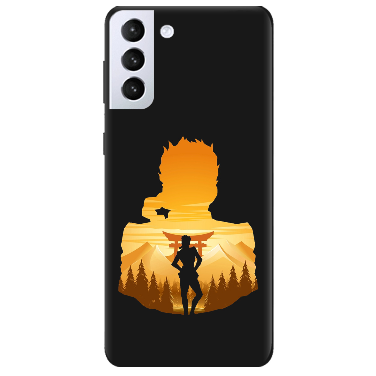 Чохол для Samsung Galaxy S21 чорний матовий soft touch JoJo Giorno Giovanna - фото 1 - Чохли для телефонів