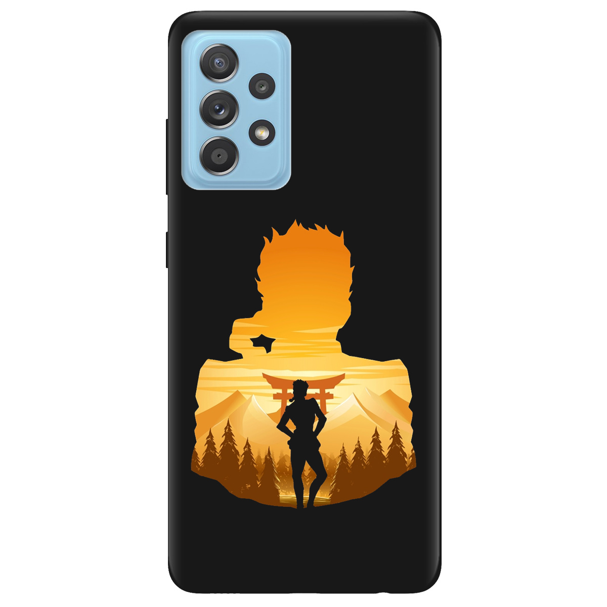 Чехол для Samsung Galaxy A52 черный матовый soft touch JoJo Giorno Giovanna - фото 1 - Чехлы для телефонов